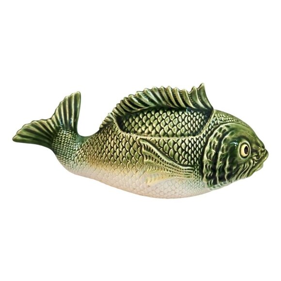 Fish-Shaped 2qt. Ceramic Soup Tureen with Serving Spoon 1950s Vintage Fish Lover - Picture 3 of 14